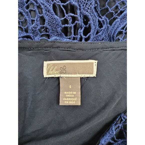 Chelsea 28 One Shoulder Lace Over Top Blue and Black Size Small - Picture 7 of 9